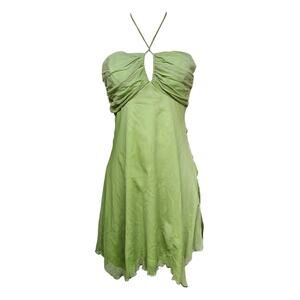 Y2k Halter Dress Green Fairycore Chiffon Deadstock - Size Small